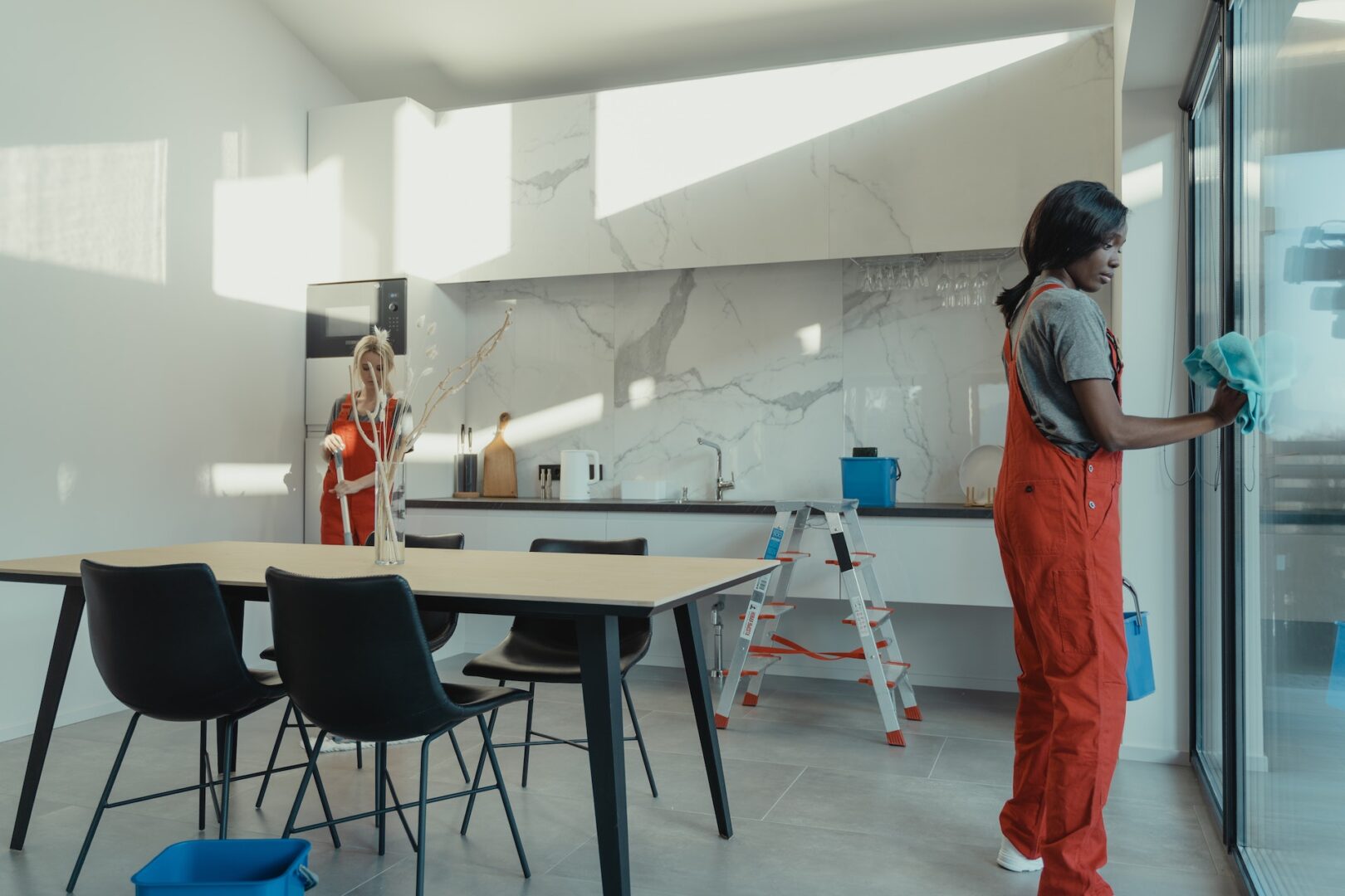 cleaners inside a dining room